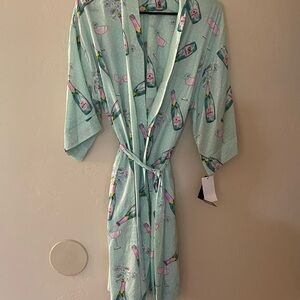 Mint Green Champagne Print Women's Robe